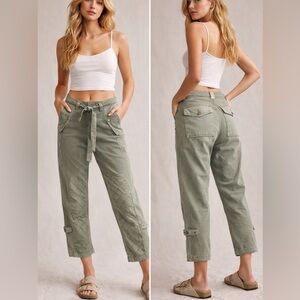 Z81. New Free People We the Free  Safari Sun Cropped Pants Olive Green  Pants